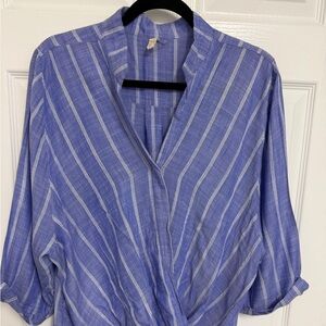 Elan Blue Striped Blouse